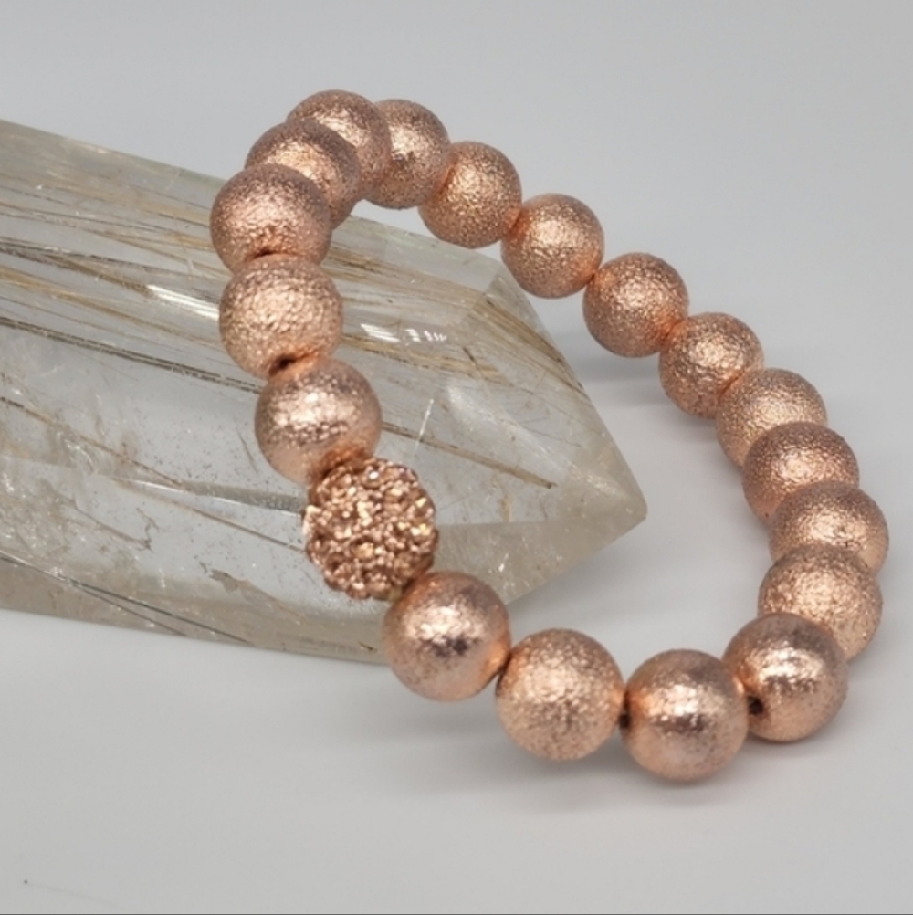 ❤️ Pretty Rose Gold Beaded Hypoallergenic Stainless Comfortable